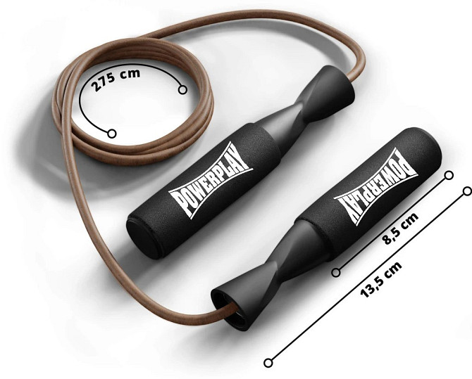 Скакалка шкіряна PowerPlay 4214 Leather Jump Rope Чорна 2.75 см. Каменское - изображение 4