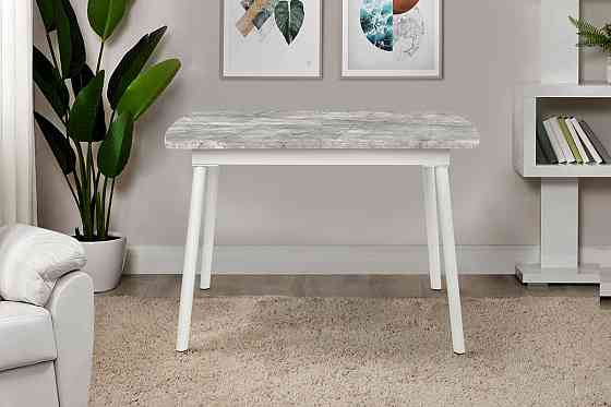 Стіл Соло 110(+35)*70 білий метал/базальт Київ