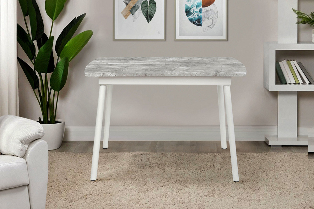 Стіл Соло 110(+35)*70 білий метал/базальт Київ - фото 3