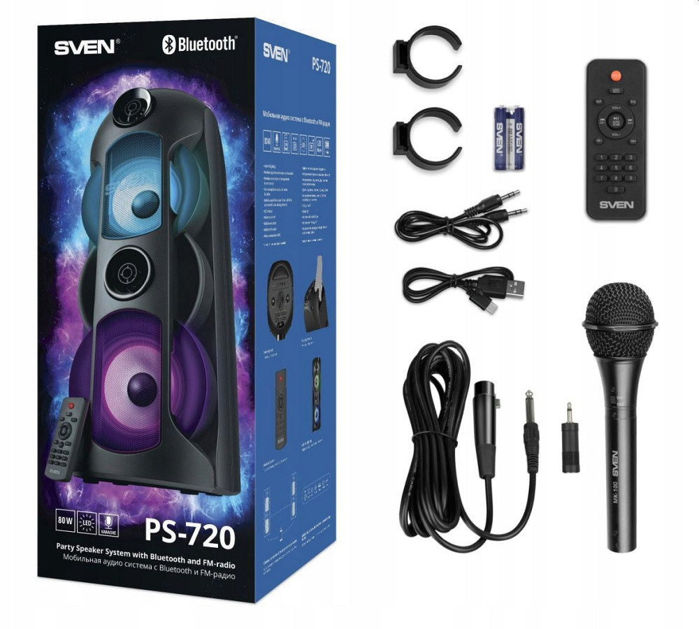 Портативна bluetooth колонка з підсвічуванням і караоке SVEN (PS-720) 80 Вт Нововолинськ - фото 7