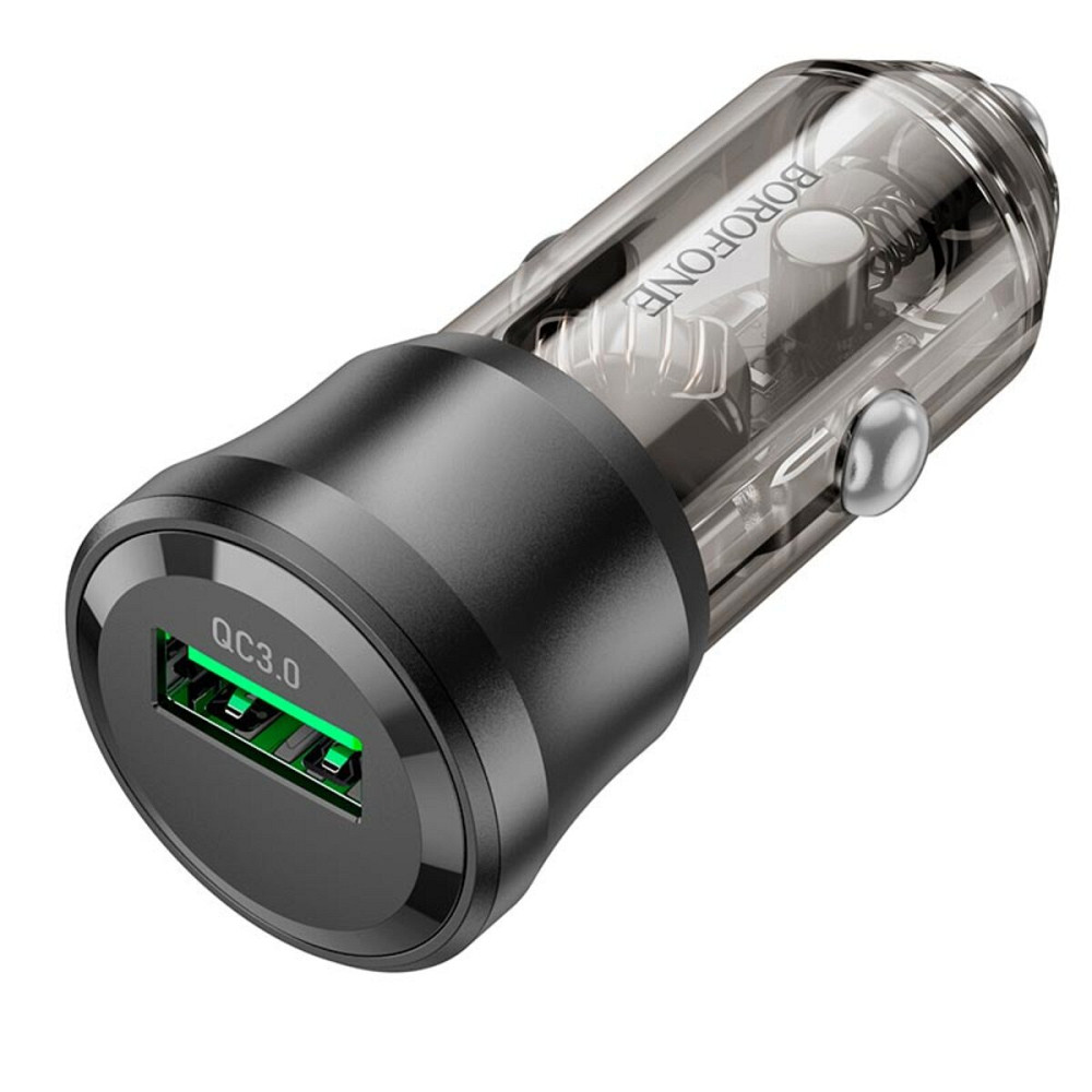 Автомобільний зарядний пристрій BOROFONE BZ23 Noble single-port QC3.0 car charger Transparent Black (6941991106903) Київ - фото 4
