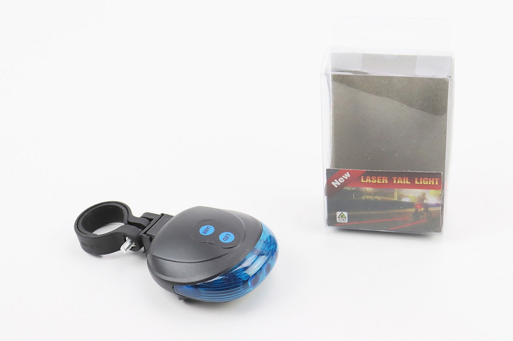 Ліхтар задній 5 діодів+2 лазерних промені, чорно-синій DW-681 (без батарейок) Київ - фото 1