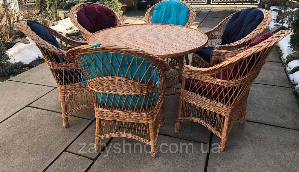 Меблі плетені з великим круглим столом Київ - фото 4
