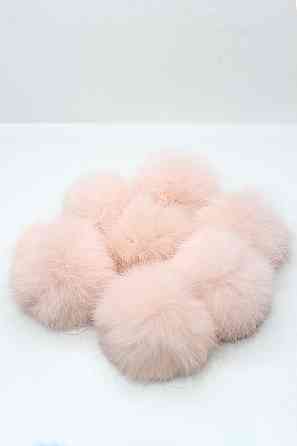 Помпони на дитячу шапку з натурального хутра кролика 7-8 см Пудровий Харків