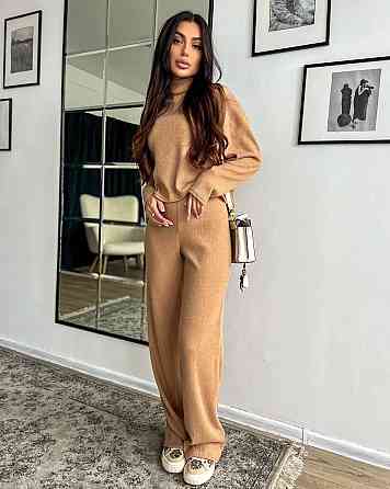 Женский теплый базовый костюм: кофта и брюки ангора рубчик Кемел Одесса