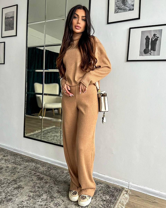 Женский теплый базовый костюм: кофта и брюки ангора рубчик Кемел Одесса - изображение 5