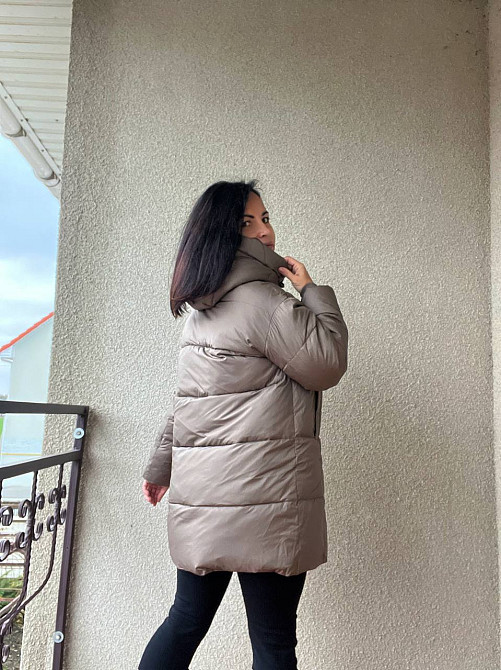 Куртка женская Lady Yep 9045 длинная бедра с капюшоном пальто коричневая, коричневый, 44 Киев - изображение 16