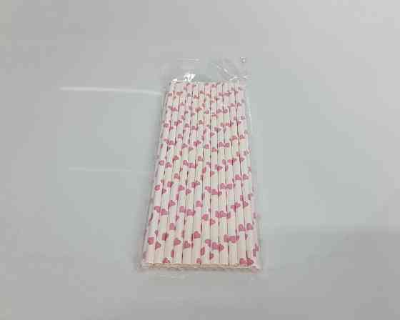 Соломка паперова трубочка 25шт серце рожева (1 шт) Харків