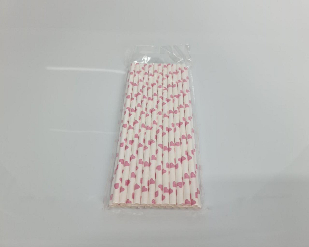 Соломка паперова трубочка 25шт серце рожева (1 шт) Харків - фото 4