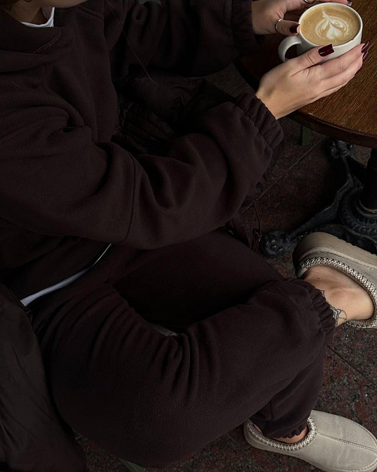 Женский теплый спортивный костюм двойка Двухсторонний плотный флис Шоколад, 42/46 Одесса - изображение 5