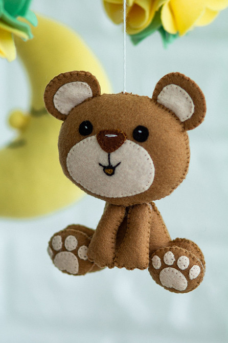 Дитячий мобіль на ліжечко для немовлят ручної роботи WooolyWool «Ведмежатко» Київ - фото 8