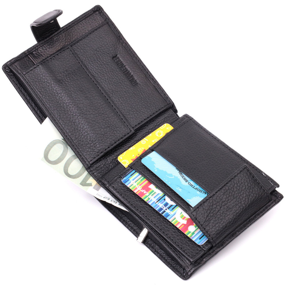 Бумажник мужской среднего размера из натуральной кожи ST Leather 22473 Черный Киев - изображение 7