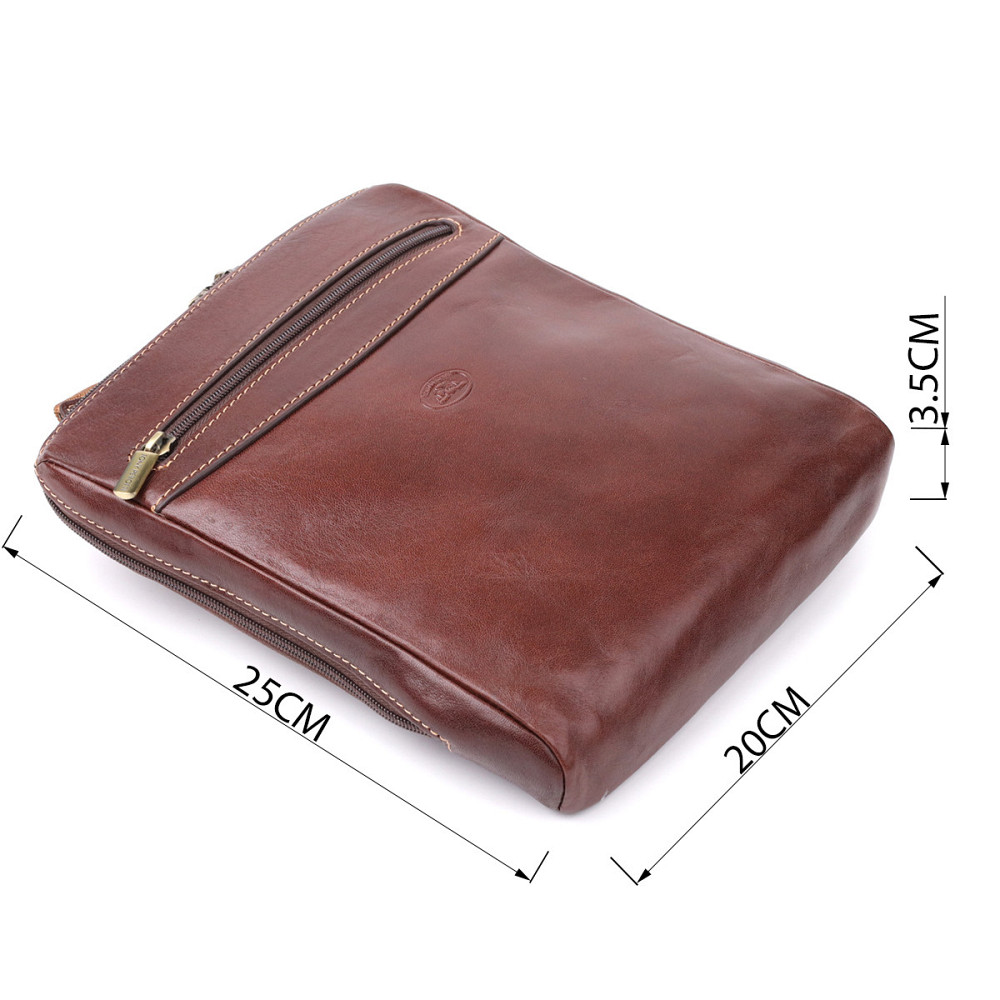 Стильна чоловіча сумка через плече з гладкої натуральної шкіри Tony Perotti 20854_1 (9137-20 moro) Коричневий Київ - фото 3