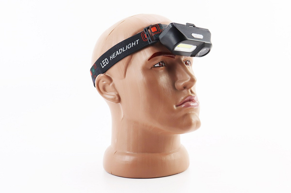 Ліхтар налобний 1+12 діодів 180 lumen, Li-ion 3.7V 6800mAh зарядка від USB, вологозахисний, чорний KX-1804 Киев - изображение 2