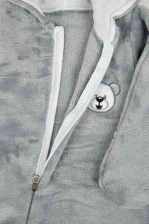 Комбинезон теплый для новорожденных с ушками, велсофт  топ Крохатушка одяг Киев