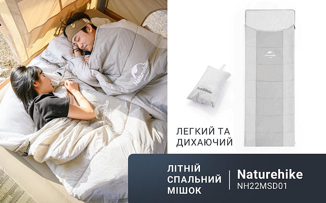 Спальний мішок з подушкою Naturehike NH22MSD01, сірий Київ - фото 9