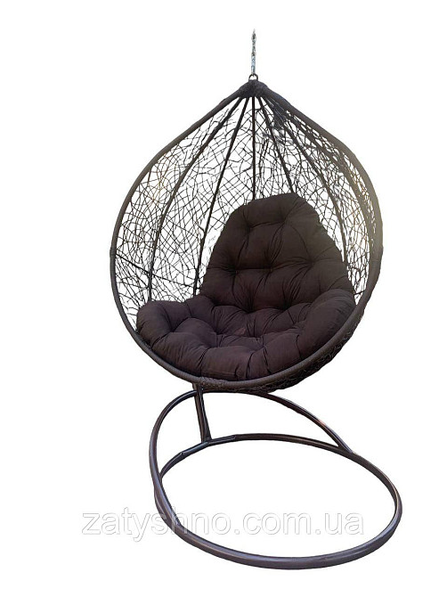 Крісло Кокон підвісне ротангове з подушкою Київ - фото 2