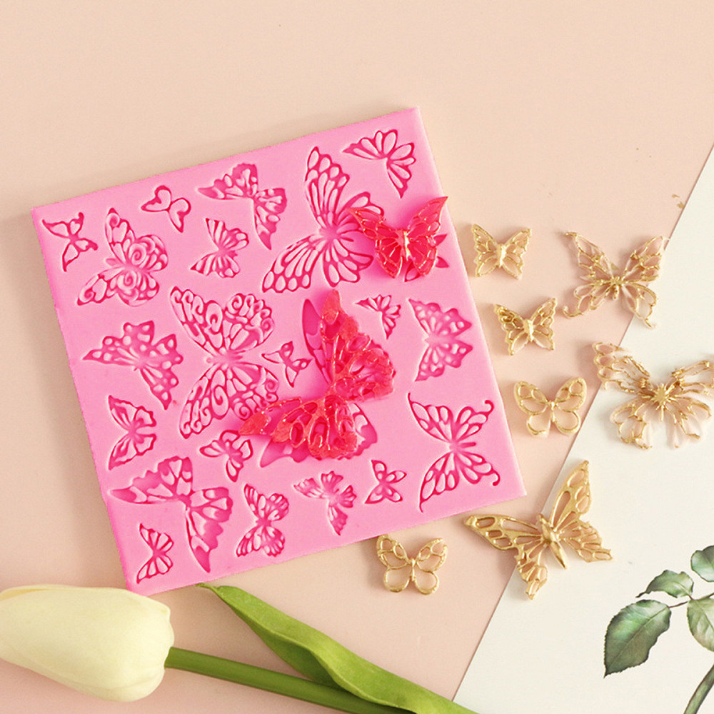 Молд силиконовый Бабочки 100 на 100 мм розовый Киев - изображение 3