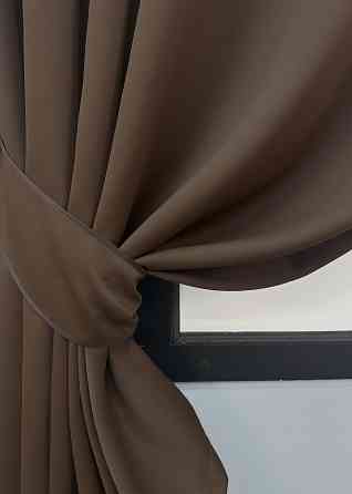 Комплект коротких штор VR-Textil Блэкаут Midnight № 1677ш Коричневый 140х170 см 2 шт (35-0331) Киев