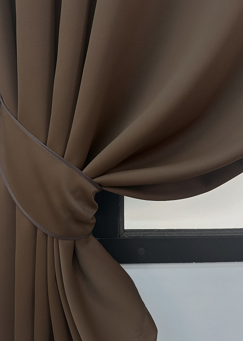 Комплект коротких штор VR-Textil Блэкаут Midnight № 1677ш Коричневый 140х170 см 2 шт (35-0331) Киев - изображение 4