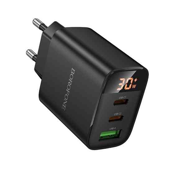 Мережевий зарядний пристрій BOROFONE BA98A Ilustre PD30W (2C1A) charger with digital display (EU) Black Одеса