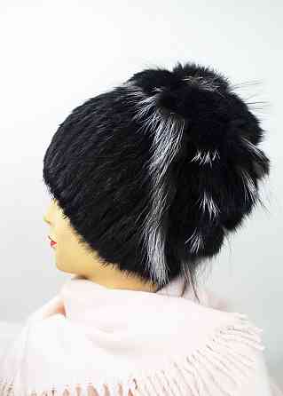 Шапка зимняя меховая женская водопад Милена Черный Харьков