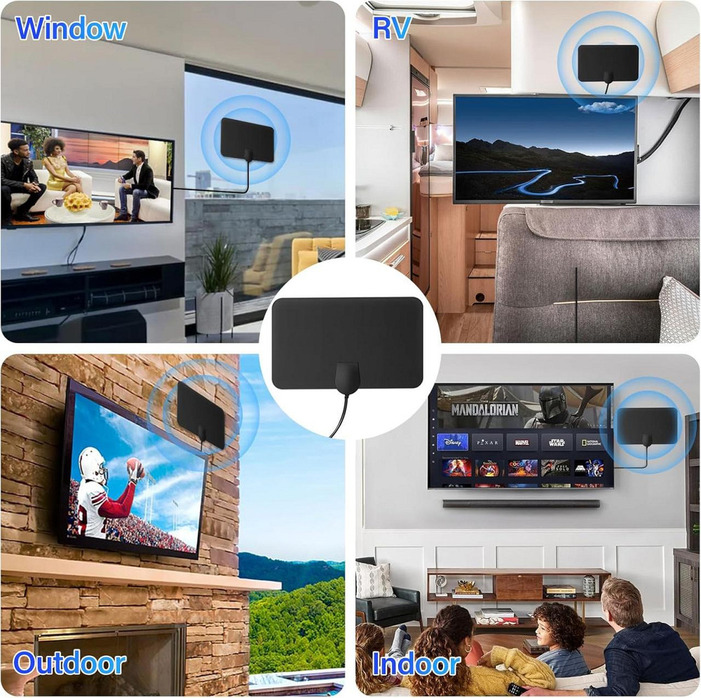 Антена телевізійна Smart 4K Чорна внутрішня активна з підсилювачем Smart IC 250+ miles 16.4FT коакс 75Ω підтримка 1080p Freeview Київ - фото 5