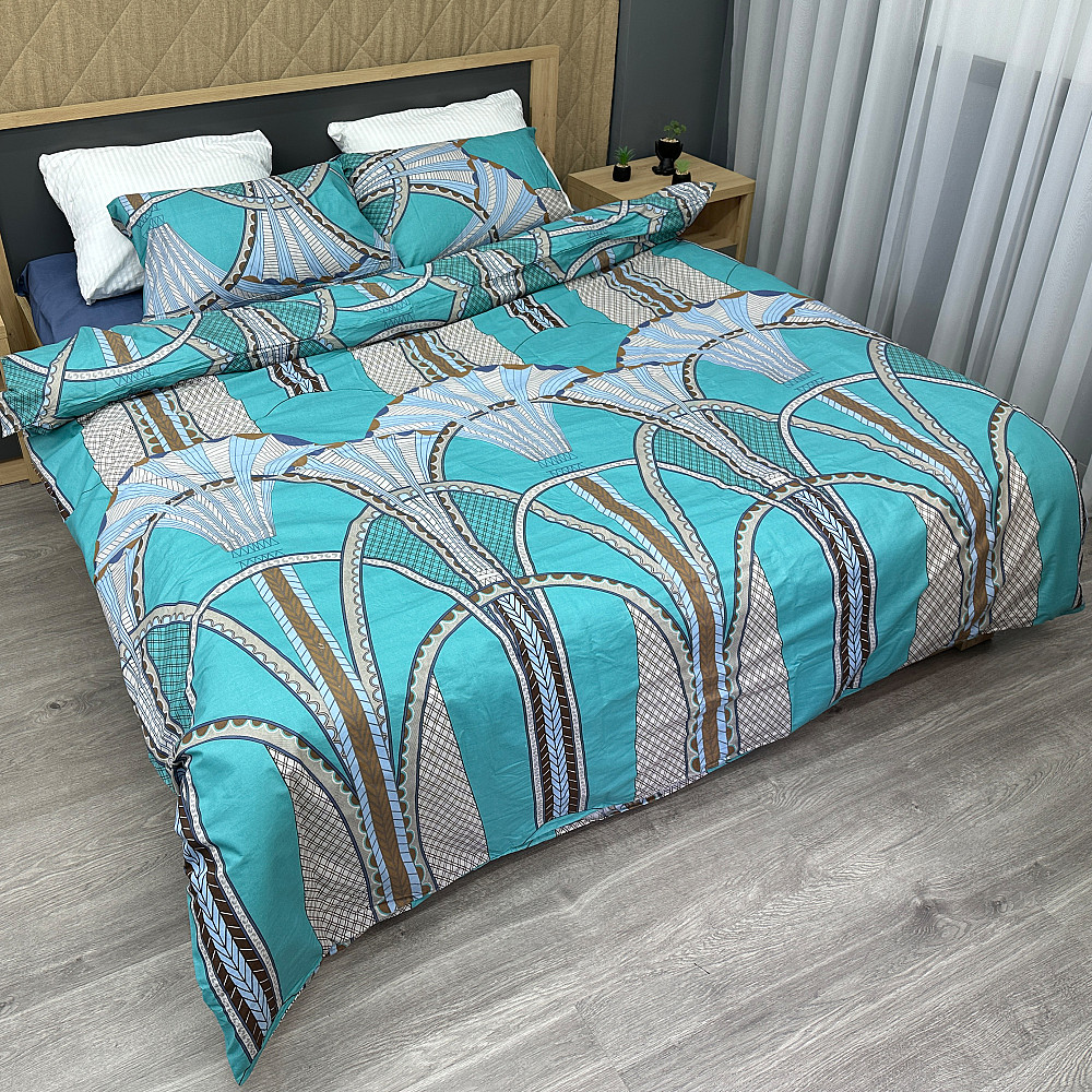 Комплект постельного белья Поплин, Decorator Cotton Lux Collection Gatsby Двуспальный 180х215 с разноцветным принтом (88-130) Киев - изображение 1