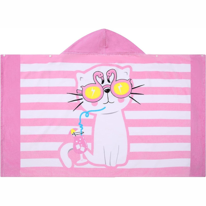 Детское Пляжное Полотенце с Капюшоном Lovely Svi ( Махра 76 х127 см от 3-12 лет) в Бассейн Котик розовый Киев - изображение 3