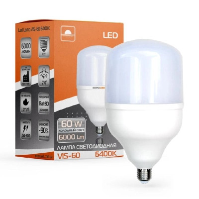 Лампочка Євросвітло 60Вт 6400К (VIS-60-E40/E27) Вінниця - фото 1