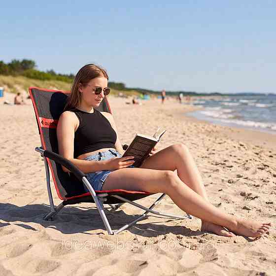 Пляжне крісло шезлонг Outtec Easy Go складане чорно-червоний Київ