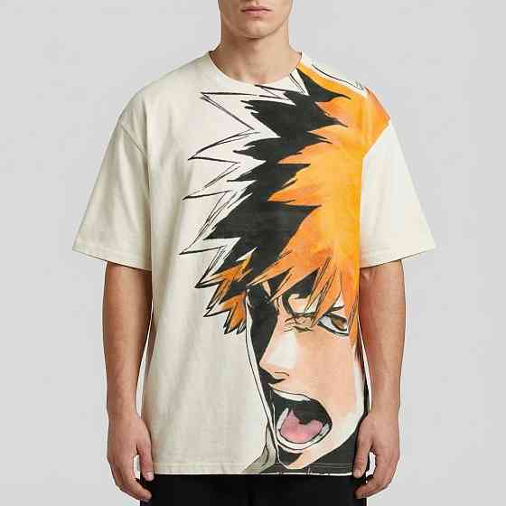 Футболка мужская с принтом аниме Блич Аниме Икхиго Куросаки оверсайз (S/M/L) Черний Днепр