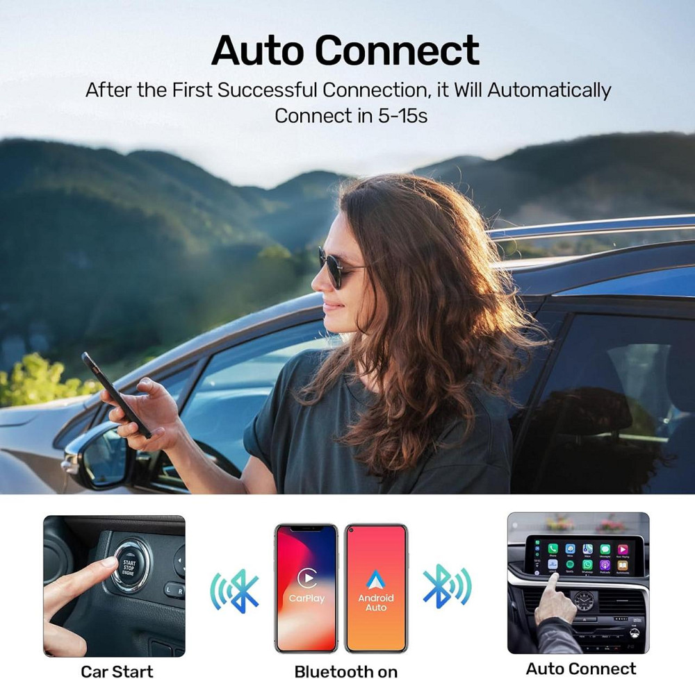 Автомобільний бездротовий адаптер Alxum для CarPlay Android Auto, для авто з дротовим CarPlay, Plug & Play карплей Київ - фото 6