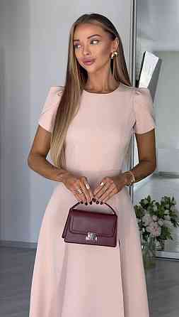 Жіноча стильна романтична сукня з розрізом костюмне Бежевий, 40/42 Одеса