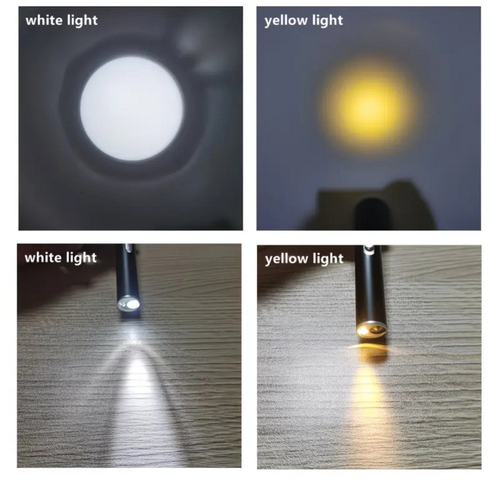 Ліхтарик 2 в 1 біле та жовте світло usb чорний Київ - фото 6