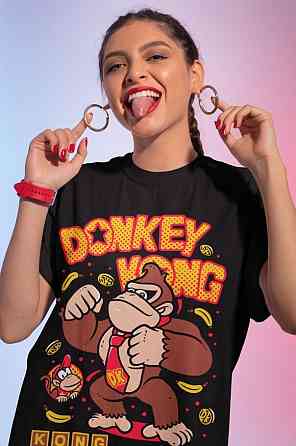 Футболка для хлопчика з аніме принтом Донкей Конг Сізес С оверсайз (зріст від 165 до 180) Чорний AnimeJ0856m Дніпро