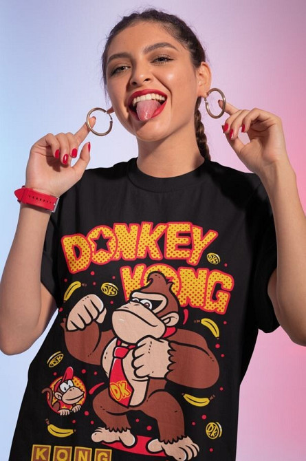 Футболка для хлопчика з аніме принтом Донкей Конг Сізес С оверсайз (зріст від 165 до 180) Чорний AnimeJ0856m Дніпро - фото 4