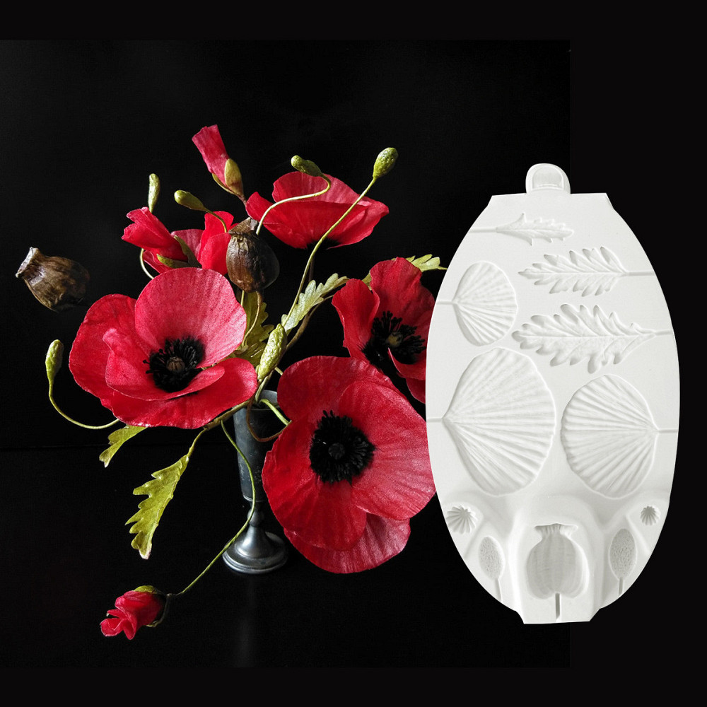 Молд силиконовый Маки 185 на 108 мм белый Киев - изображение 6