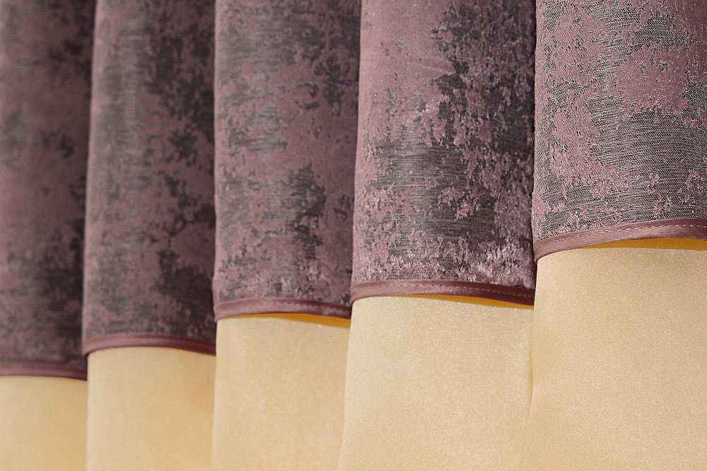 Кухонні штори VR-Textil № 073к з ламбрекеном і підхватами персиковий з малиново-сірим 270х170 см (52-0201) Киев - изображение 4