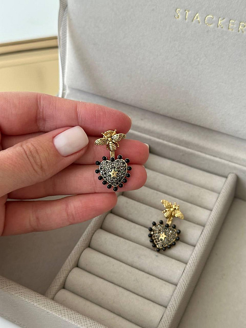 Серьги Dior сердечки с мелким цирконием Одесса - изображение 4