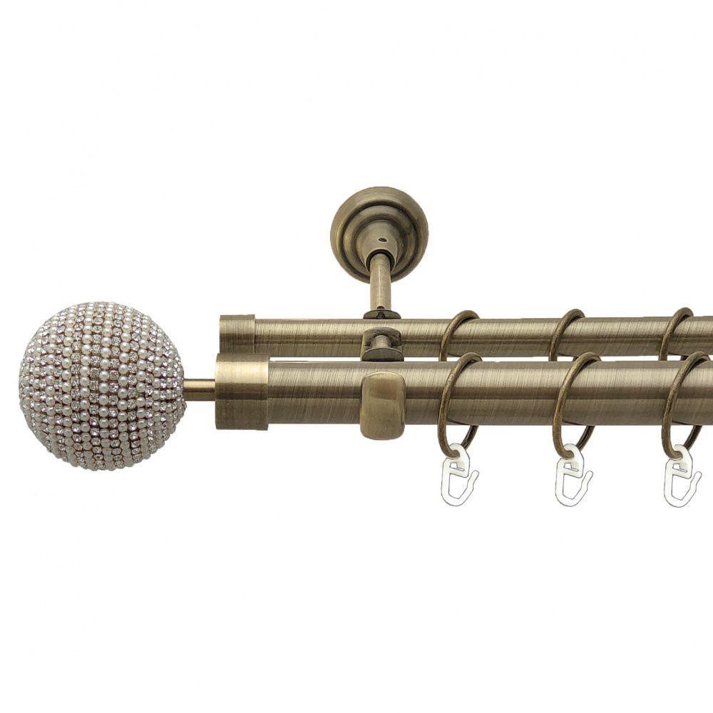 Карниз Orvit Карера металевий дворядний відкритий гладка труба кільце металеве Антик 25\16 мм 240 см (4290730) Львов - изображение 1