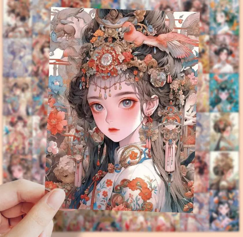 Винтажные наклейки в китайском стиле с изящными девушками, постеры-наклейки, стикерпак девушки набор Киев - изображение 2