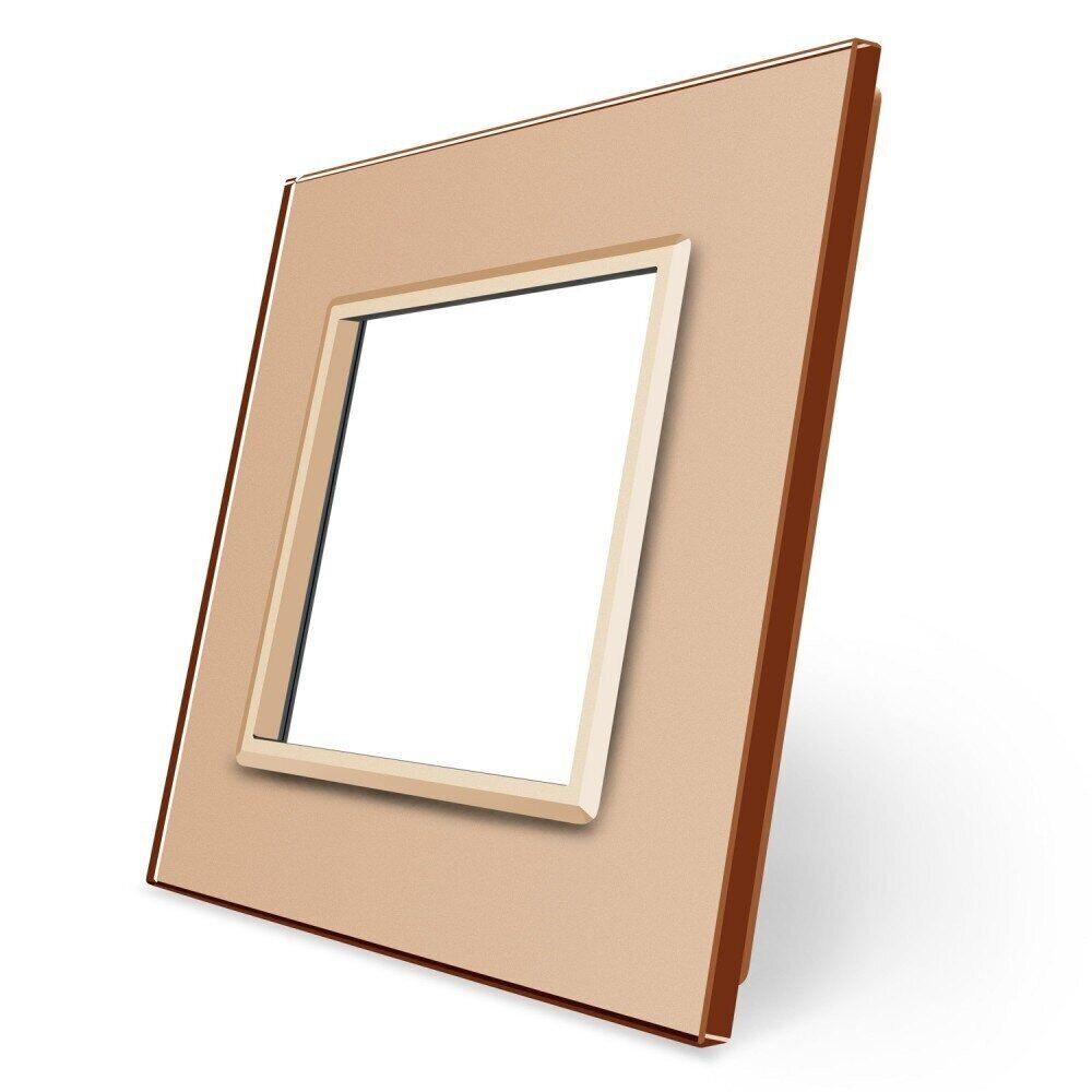 Рамка 1-постова LIVOLO, загартоване скло, золота, 80×80 мм (VL-P7E-2A) Коломия - фото 6