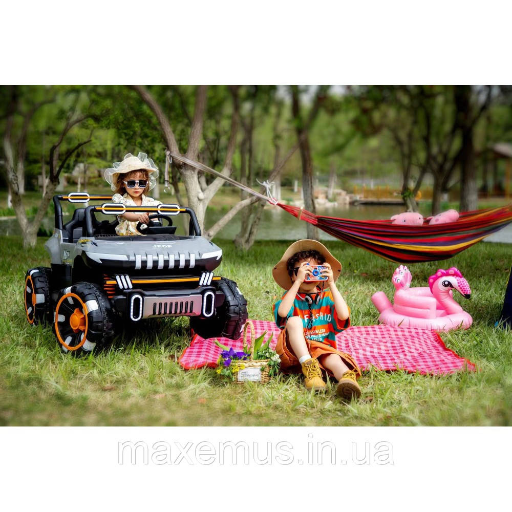 Детский электромобиль джип Spoko SP-8688 Зеленый (Полный привод 4х4, 2 местный, пульт р/к, 12V, Bluetooth) Мостиска - изображение 6