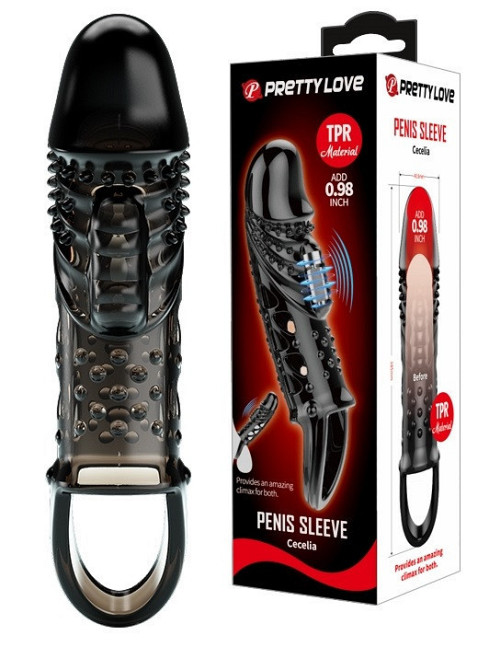 Подовжуюча насадка з вібростимуляцією (на 2,5 см) PRETTY LOVE - PENIS SLEEVE Cecelia, BI-026242-1 Sex Aura Київ - фото 2