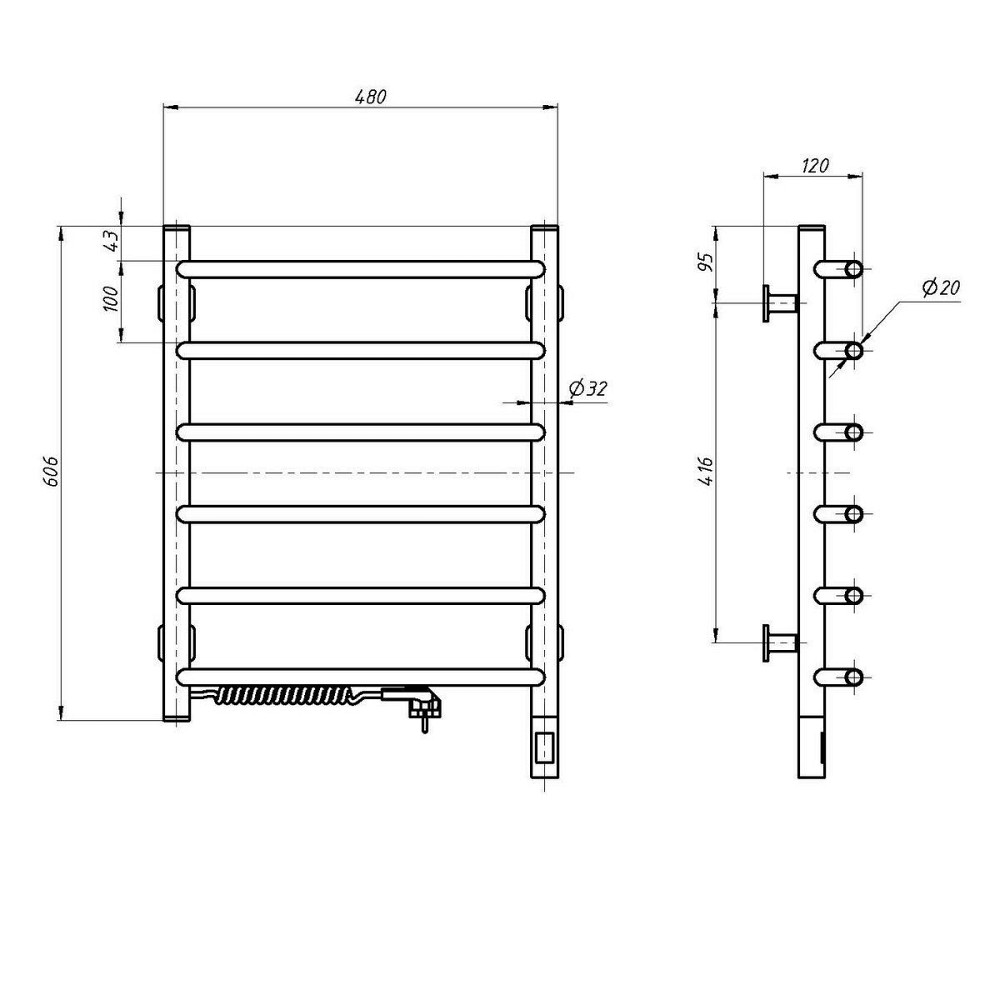 Полотенцесушитель электрический NAVIN Блюз 480х600 Sensor правый с таймером 10-006033-4860 Киев - изображение 6