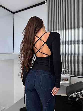 Жіноча романтична кофта з відкритою спиною з віскози Чорний, 42/44 Одеса