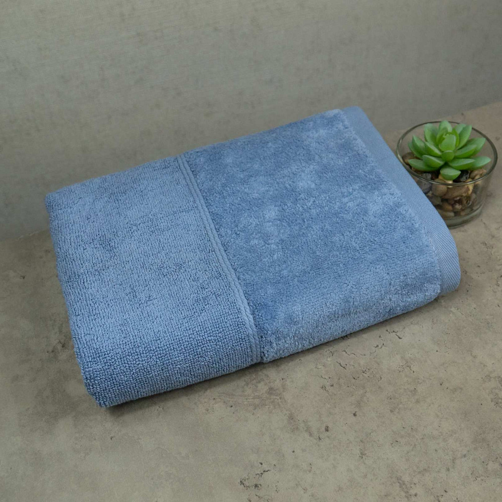 Набор велюр/махра полотенец 3шт GM Textile 40x70см, 50x90см, 70x140см Premium Milado 550г/м2 (Синий) Сумы - изображение 7