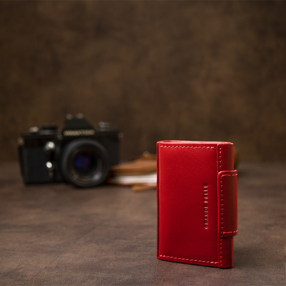 Кожаная визитница GRANDE PELLE 11412 Красный Киев - изображение 8