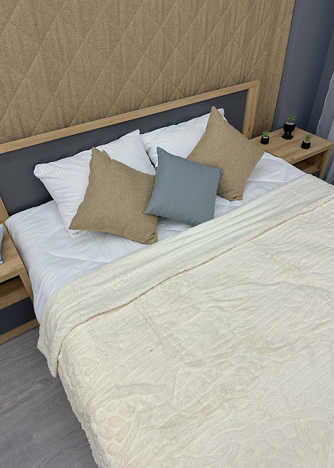 Плед 200х230 см (+-10см) на овчині "Косичка" колір молочний (87-306) Київ - фото 6